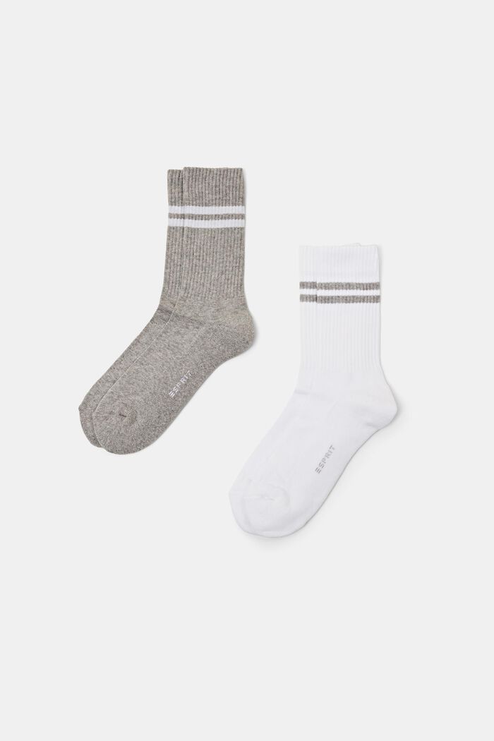 Pruhované tenisové ponožky, 2 páry v balení, GREY/WHITE, detail image number 0