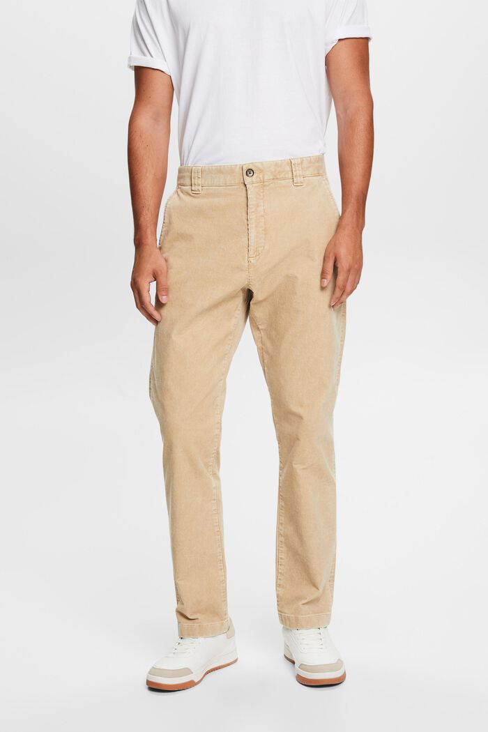 Manšestrové kalhoty s rovným straight střihem, SAND, detail image number 0