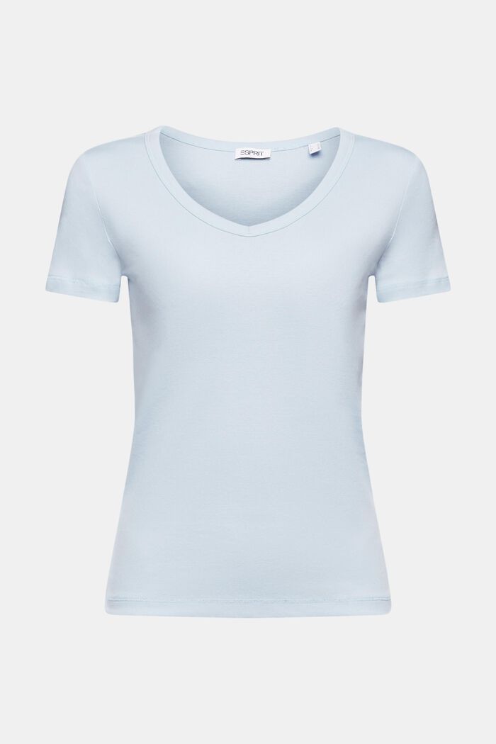 Bavlněné tričko se špičatým výstřihem, LIGHT BLUE, detail image number 5