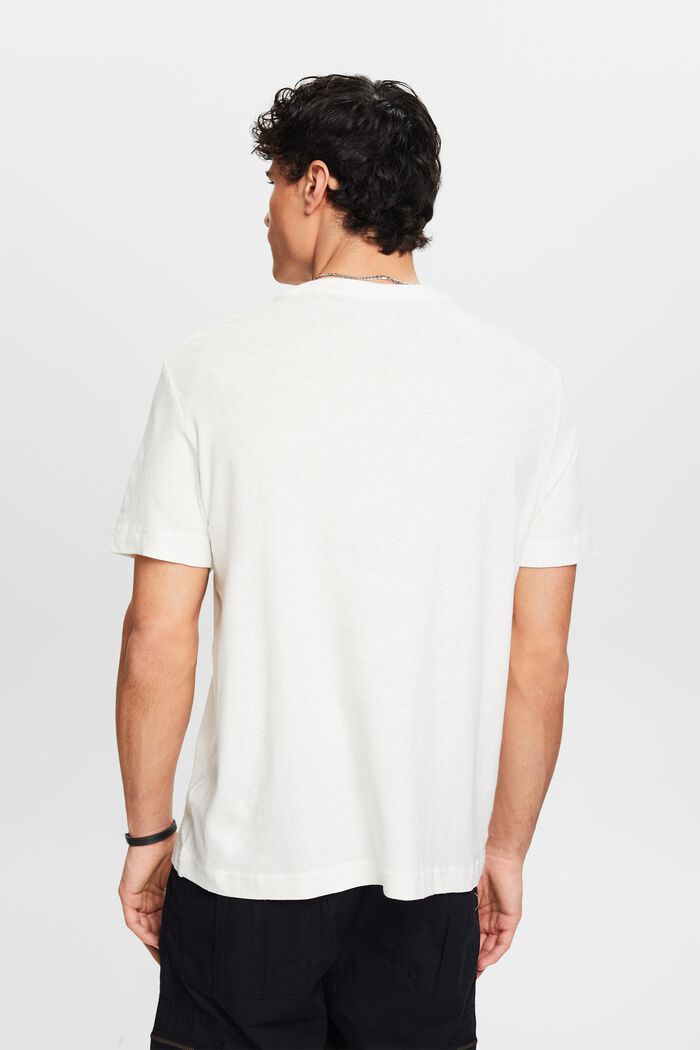 Tričko ze směsi bavlny a lnu, OFF WHITE, detail image number 2
