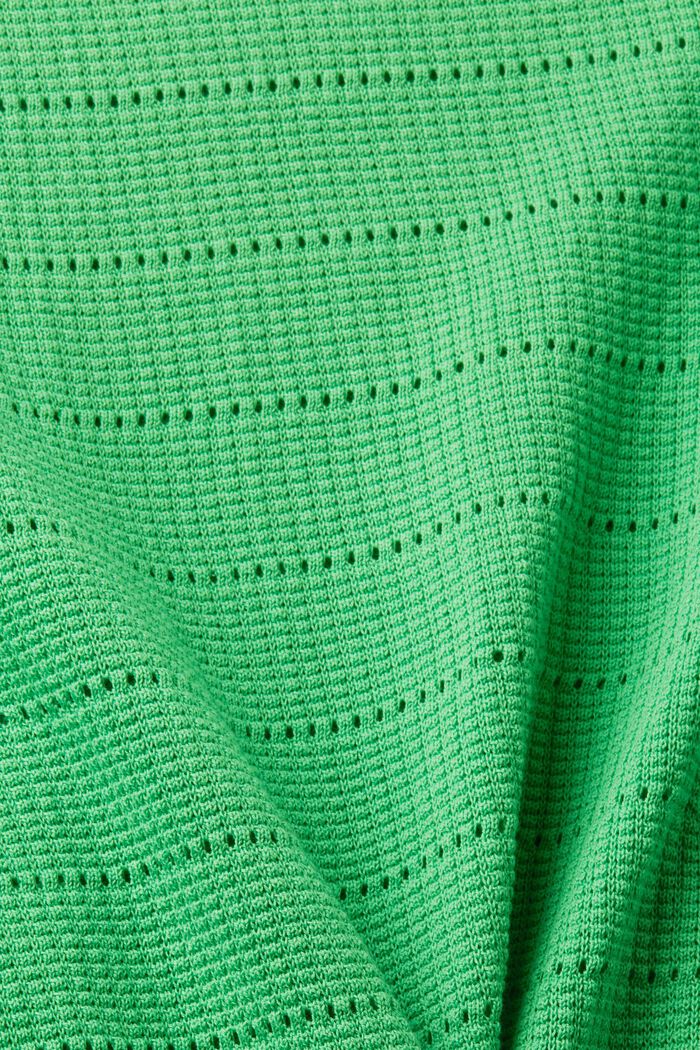 Bavlněný pulovr s dírkovaným vzorem, GREEN, detail image number 4