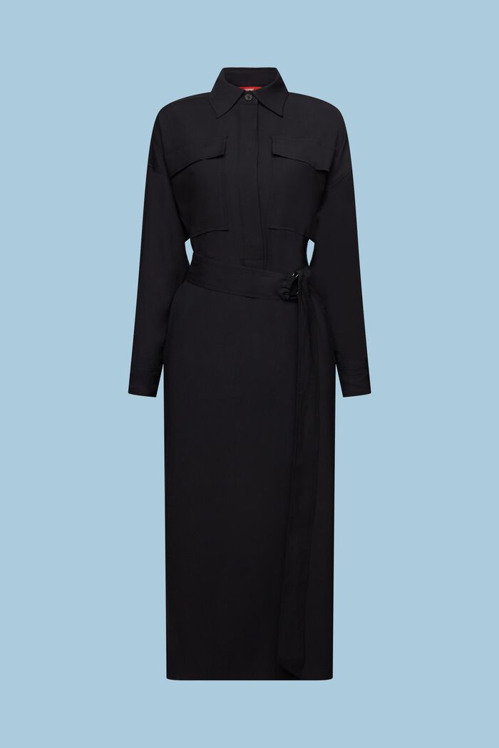 Oversize košilové midi šaty, BLACK, detail image number 5