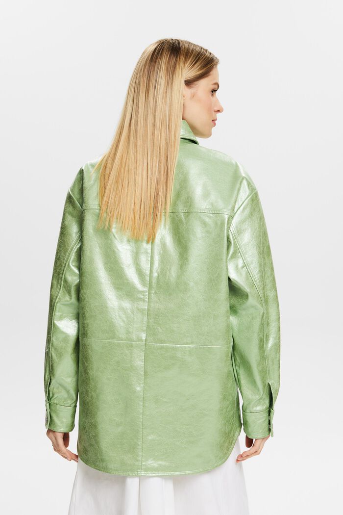 Košilová bunda s metalickou povrchovou úpravou, LIGHT AQUA GREEN, detail image number 2
