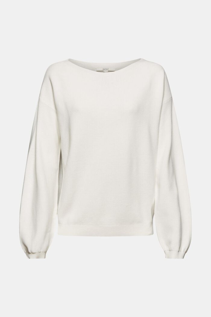 Pletený pulovr ze 100% bio bavlny, OFF WHITE, detail image number 0