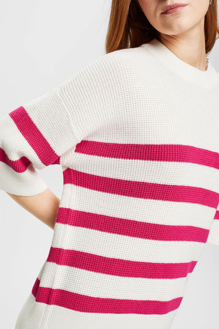 Pruhovaný pletený pulovr se zkrácenými rukávy, OFF WHITE, detail image number 2