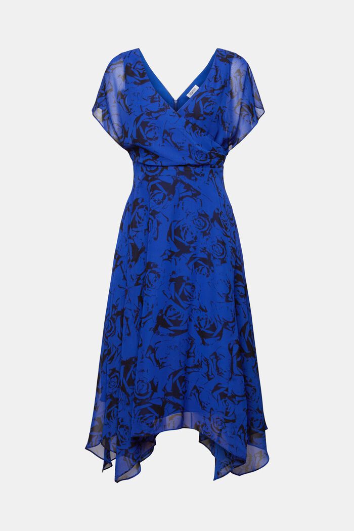 Šifonové maxi šaty se špičatým výstřihem, potisk, BRIGHT BLUE, detail image number 7
