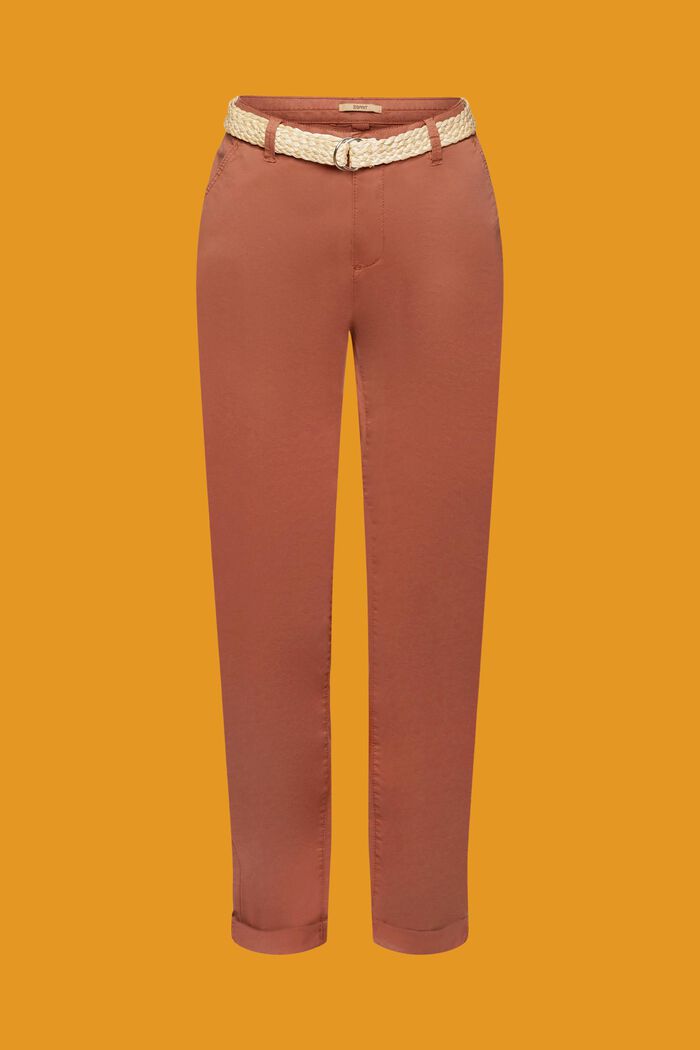 Lehké strečové kalhoty chino s opaskem, RUST BROWN, detail image number 7