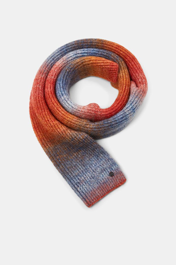 Vícebarevná pletená šála s vlnou, GOLDEN ORANGE, detail image number 0