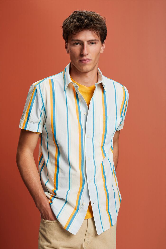 Vzorovaná košile s krátkým rukávem, 100% bavlna, TURQUOISE, detail image number 4