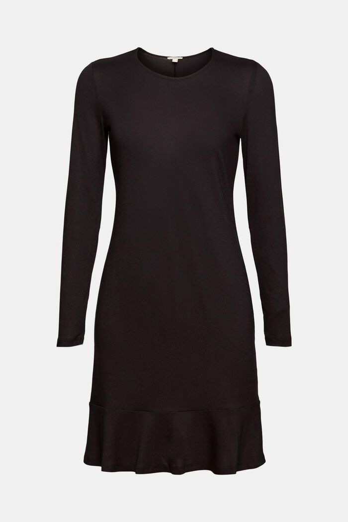 Šaty s volánem na spodním lemu, LENZING™ ECOVERO™, BLACK, detail image number 5