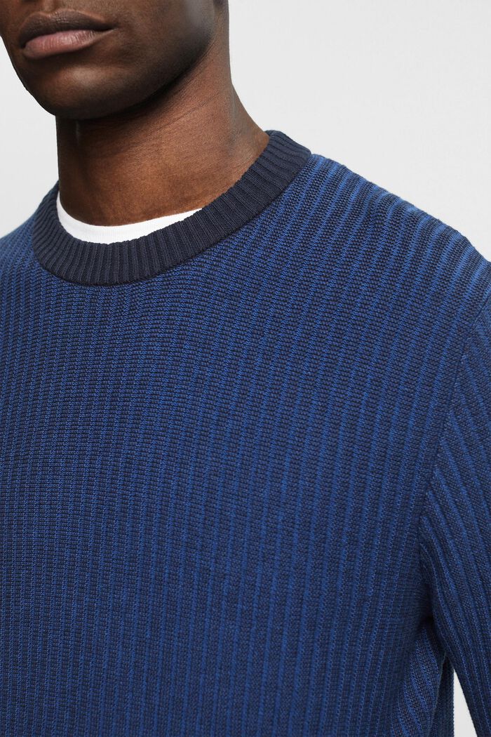 Dvoubarevný pulovr z žebrové pleteniny, NAVY, detail image number 2