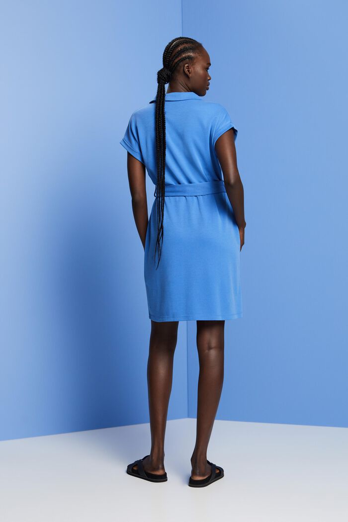 Pletené šaty s vázačkou, TENCEL™, BRIGHT BLUE, detail image number 3