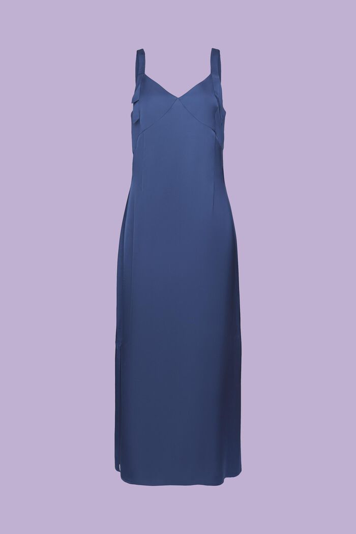 Saténové midi šaty prádlového střihu, GREY BLUE, detail image number 7