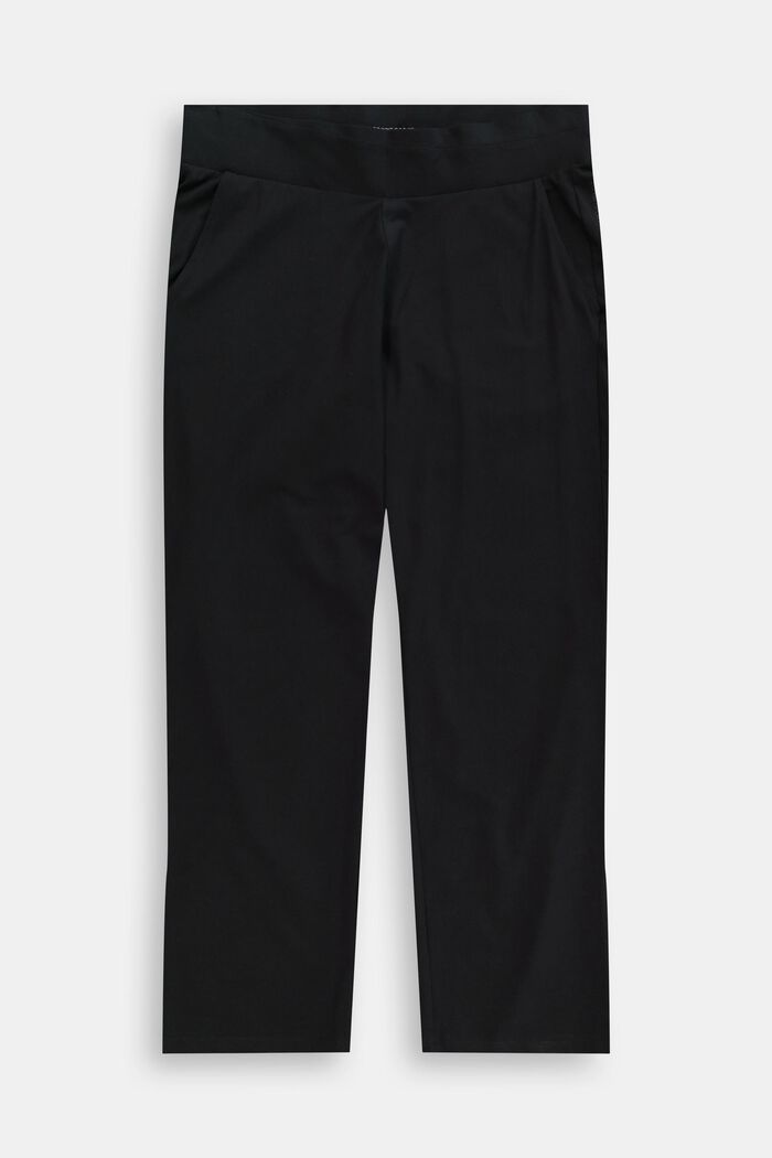 CURVY: žerzejové kalhoty z bio bavlny, BLACK, overview