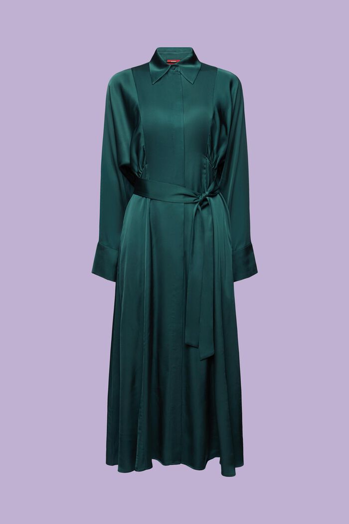 Saténové šaty s opaskem, EMERALD GREEN, detail image number 6