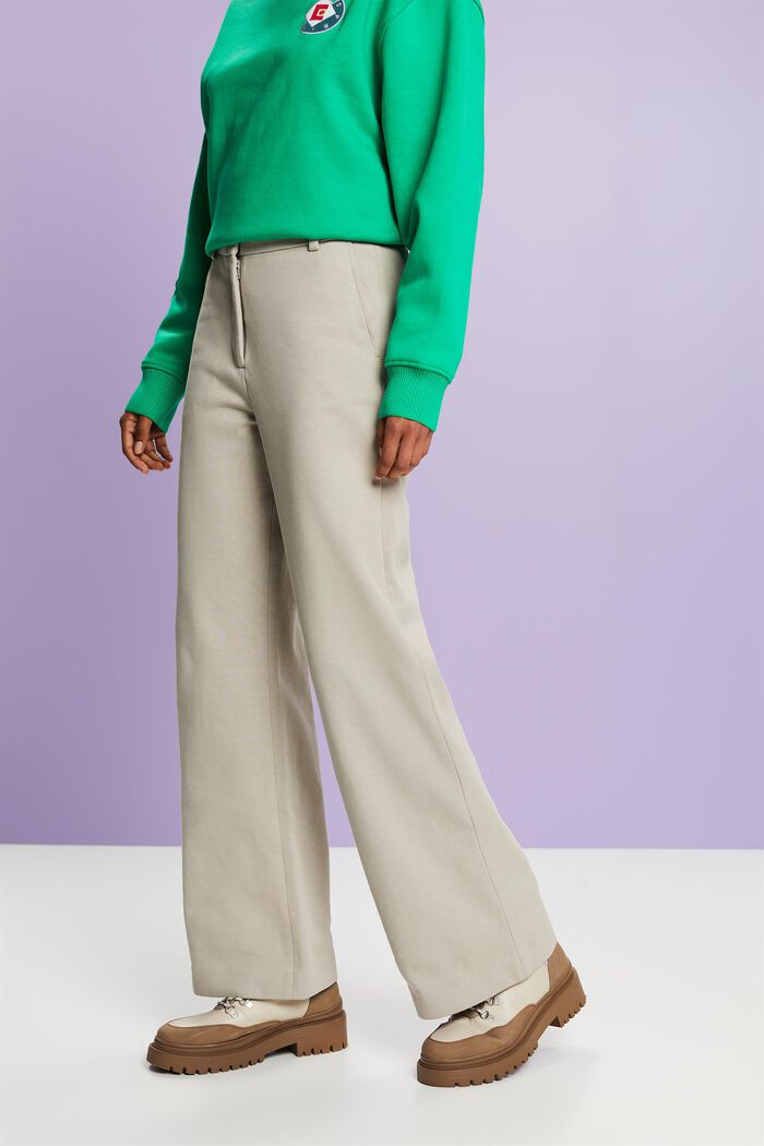Kalhoty se širokými nohavicemi, ze směsi s bio bavlnou, LIGHT GREY, detail image number 0