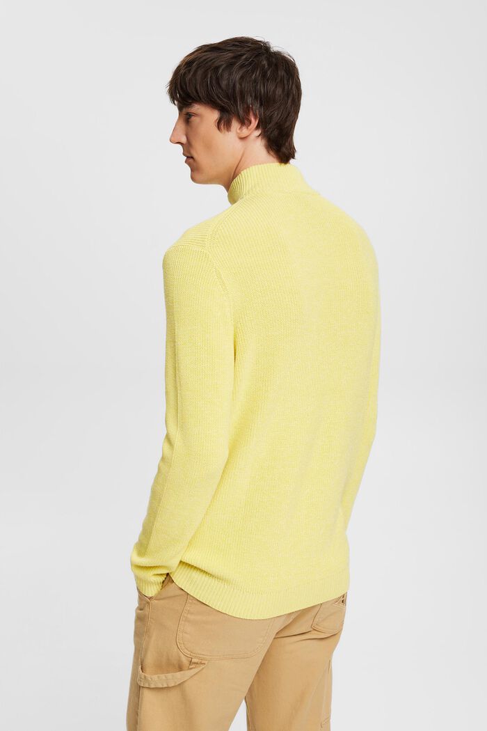 Pletený svetr s polovičním zipem, BRIGHT YELLOW, detail image number 4