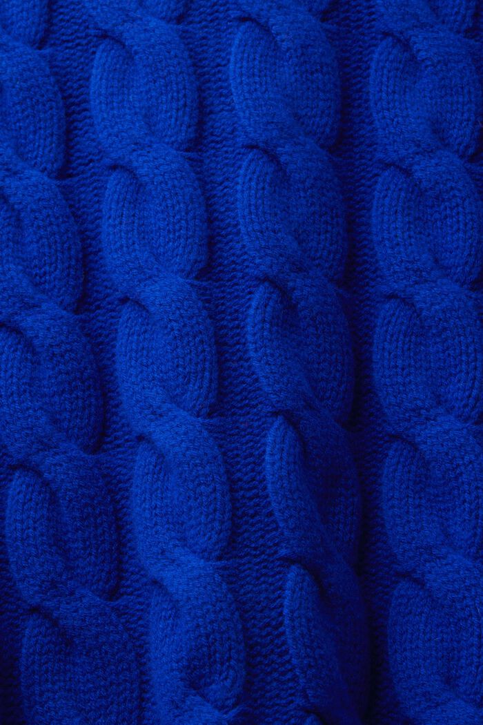 Vlněný pulovr z copánkové pleteniny, DARK BLUE, detail image number 5