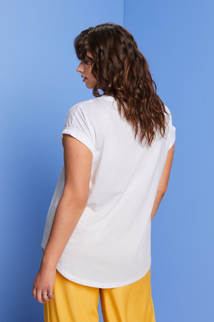 CURVY tričko s drobným potiskem, 100% bavlna, WHITE, detail image number 3