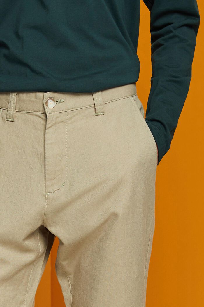 Kalhoty ze směsi bavlny a lnu, LIGHT GREEN, detail image number 1