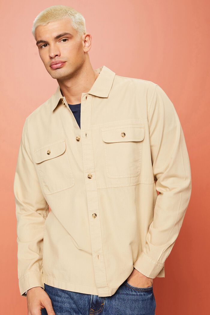 Keprová košilová bunda, 100% bavlna, SAND, detail image number 0
