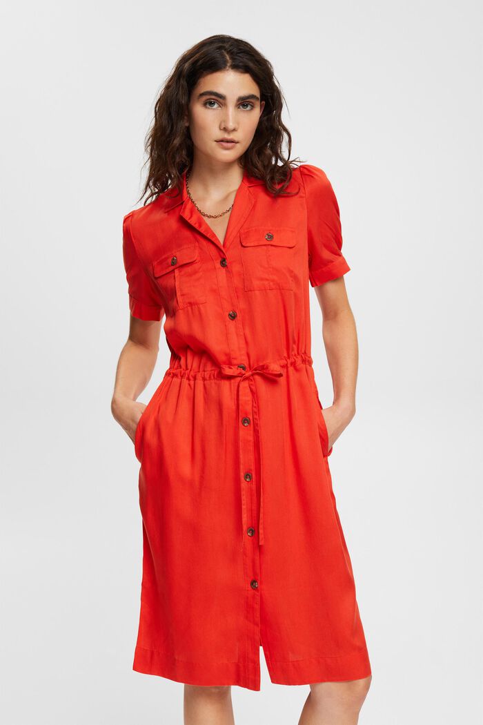 Šaty se šňůrkou na stažení, TENCEL™, ORANGE RED, overview