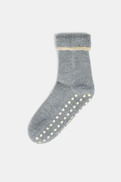 Měkké protiskluzové ponožky, směs s vlnou