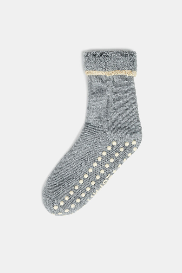 Měkké protiskluzové ponožky, směs s vlnou, MEDIUM GREY MELANGE, detail image number 0