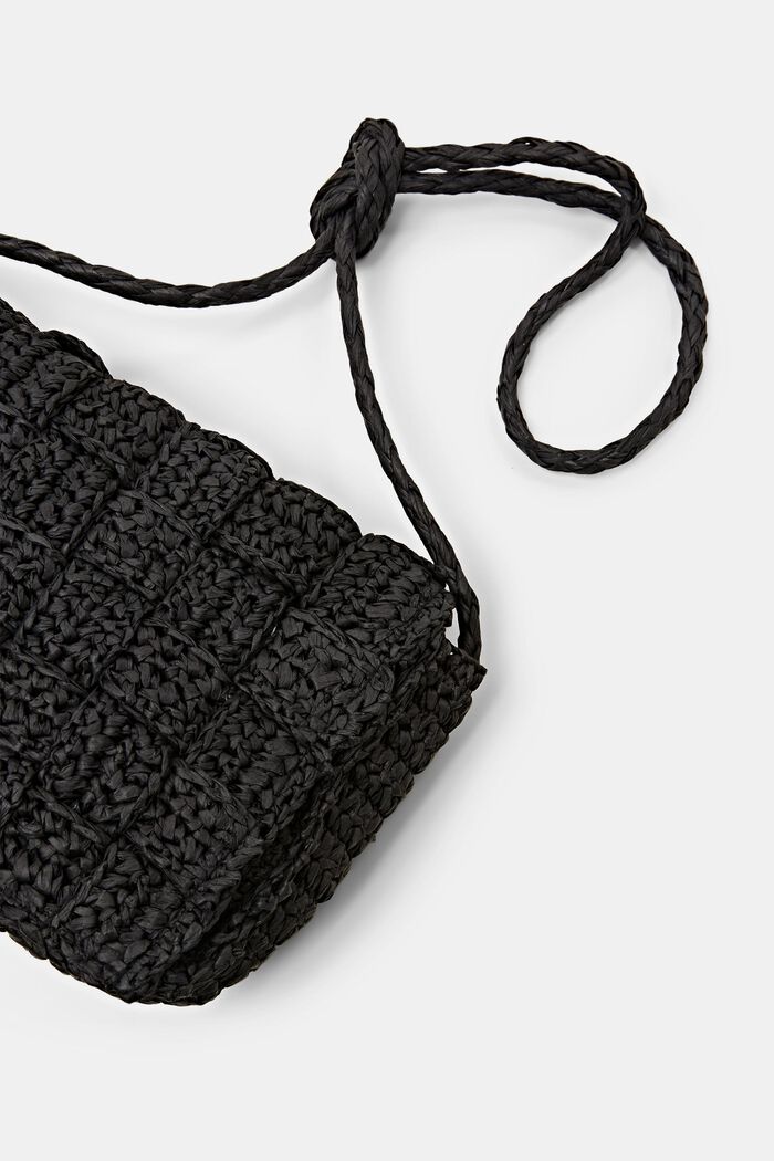 Háčkovaná kabelka s klopou a přes rameno, BLACK, detail image number 1