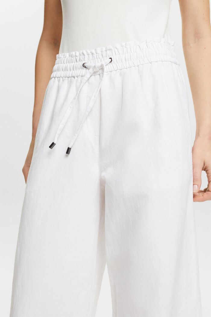 Kalhoty ze směsi bavlny a lnu, WHITE, detail image number 4