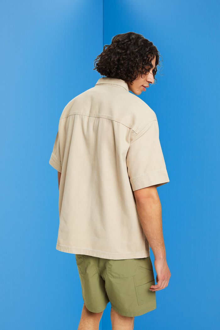 Krátká a široká denimová košile s krátkým rukávem, SAND, detail image number 3