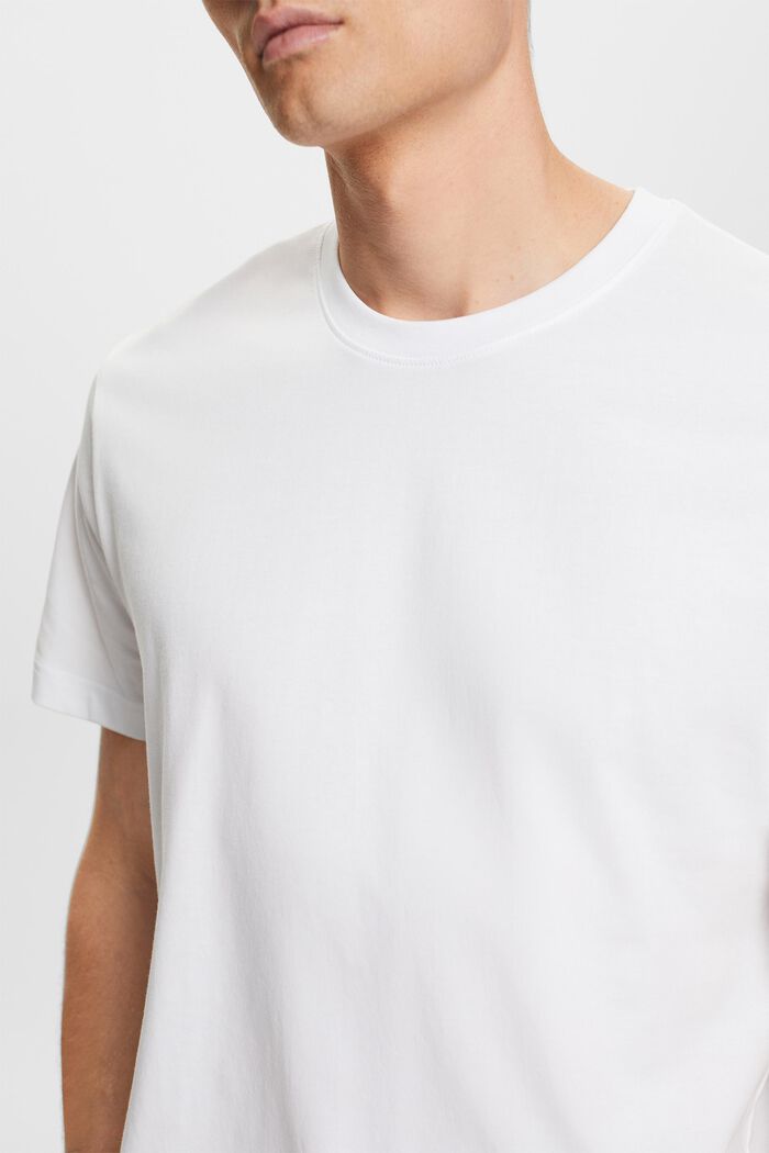 Tričko s kulatým výstřihem, z žerzeje z bavlny pima, WHITE, detail image number 2