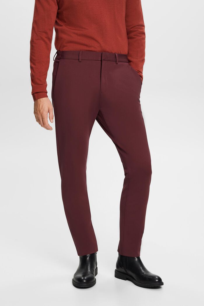 Oblekové kalhoty z žerzeje piké, BORDEAUX RED, detail image number 0