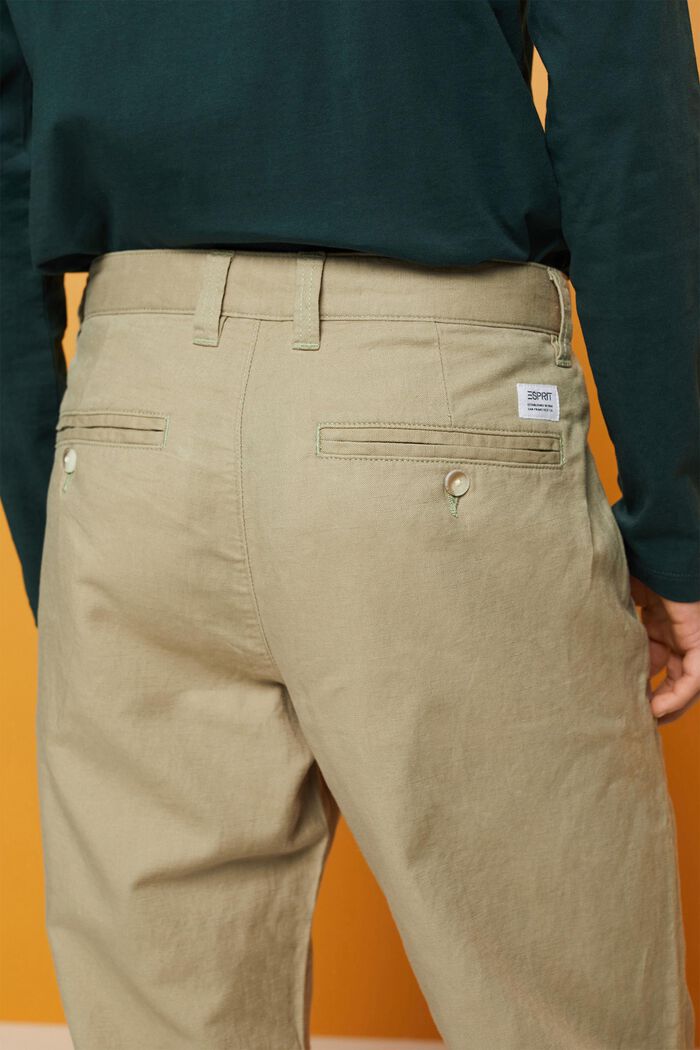 Kalhoty ze směsi bavlny a lnu, LIGHT GREEN, detail image number 3