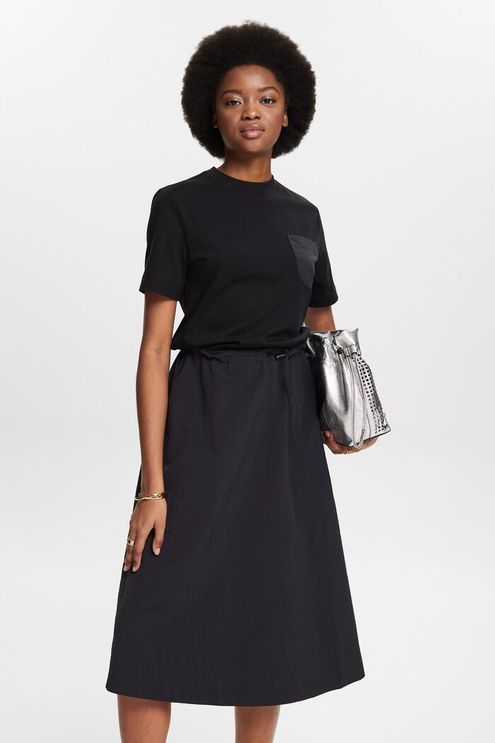 Midi šaty z kombinovaného materiálu, BLACK, detail image number 0