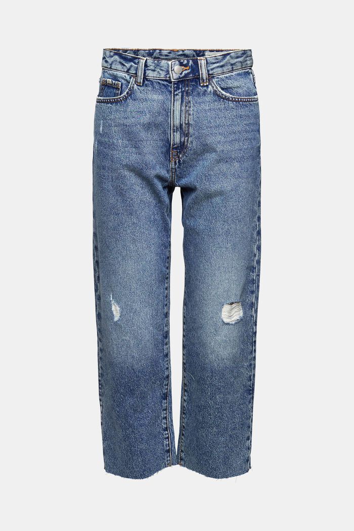 Z recyklovaného materiálu: poničené džíny s rovnými nohavicemi, BLUE DARK WASHED, overview
