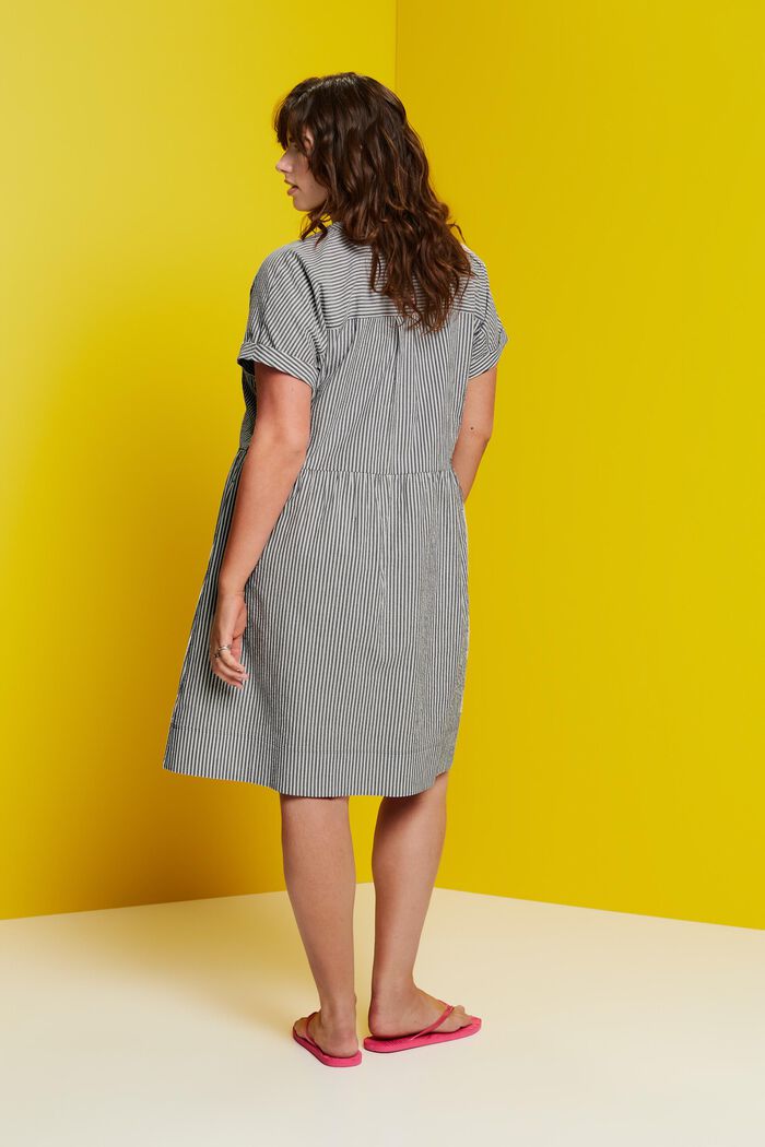 CURVY šaty z materiálu seersucker, 100% bavlna, NAVY, detail image number 3