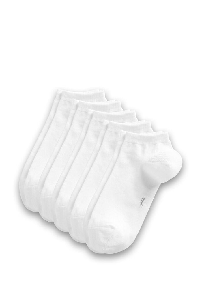 5 párů nízkých ponožek, ze směsi s bavlnou, WHITE, overview