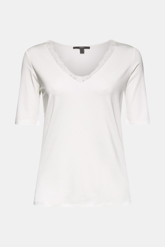 Žerzejové tričko s viskózou LENZING™ ECOVERO™, OFF WHITE, overview