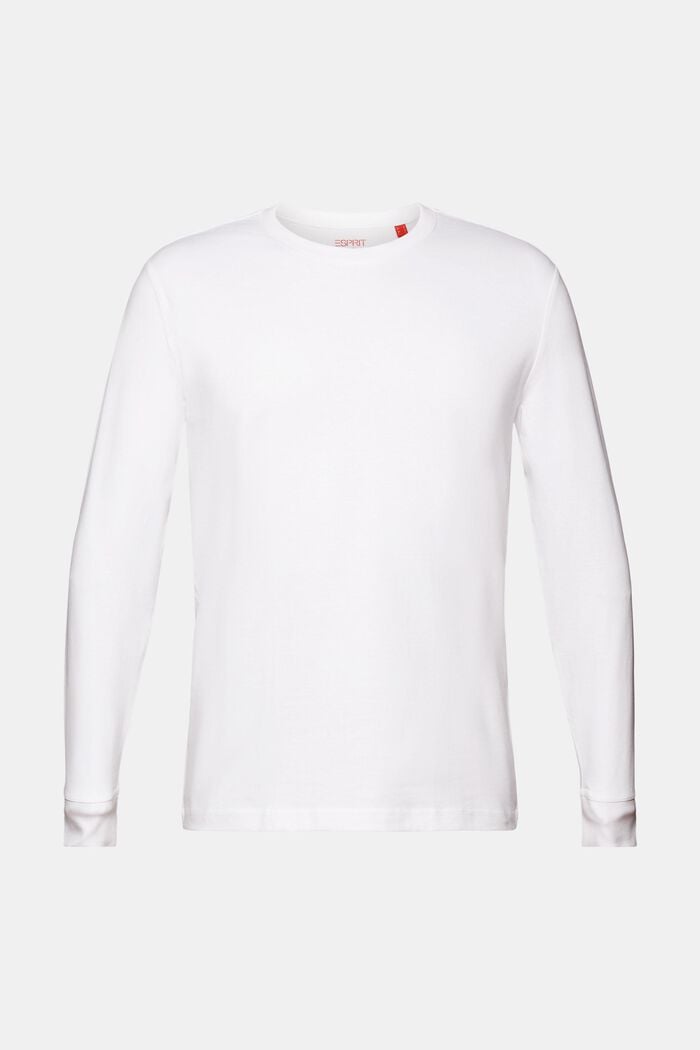 Žerzejové tričko s dlouhým rukávem, 100 % bavlna, WHITE, detail image number 7