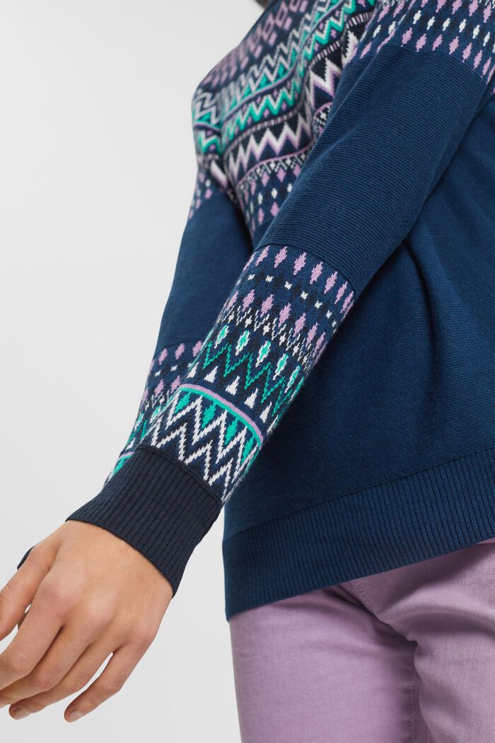 Žakárový pulovr, PETROL BLUE, detail image number 2