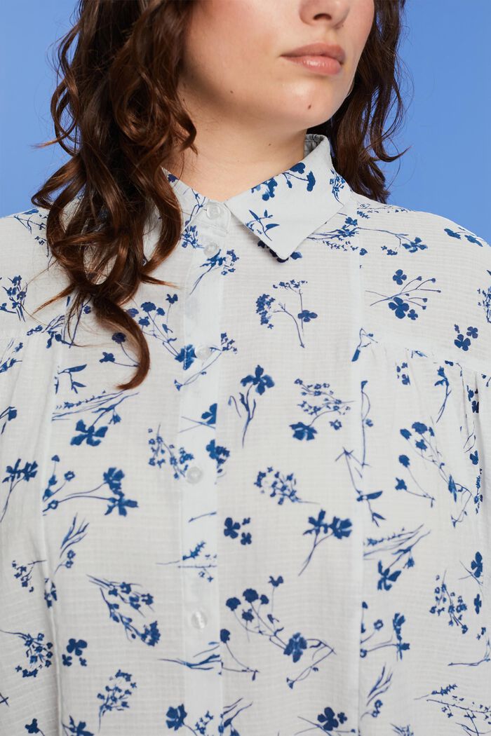 CURVY: oversize košilová halenka, 100% bavlna, OFF WHITE, detail image number 3