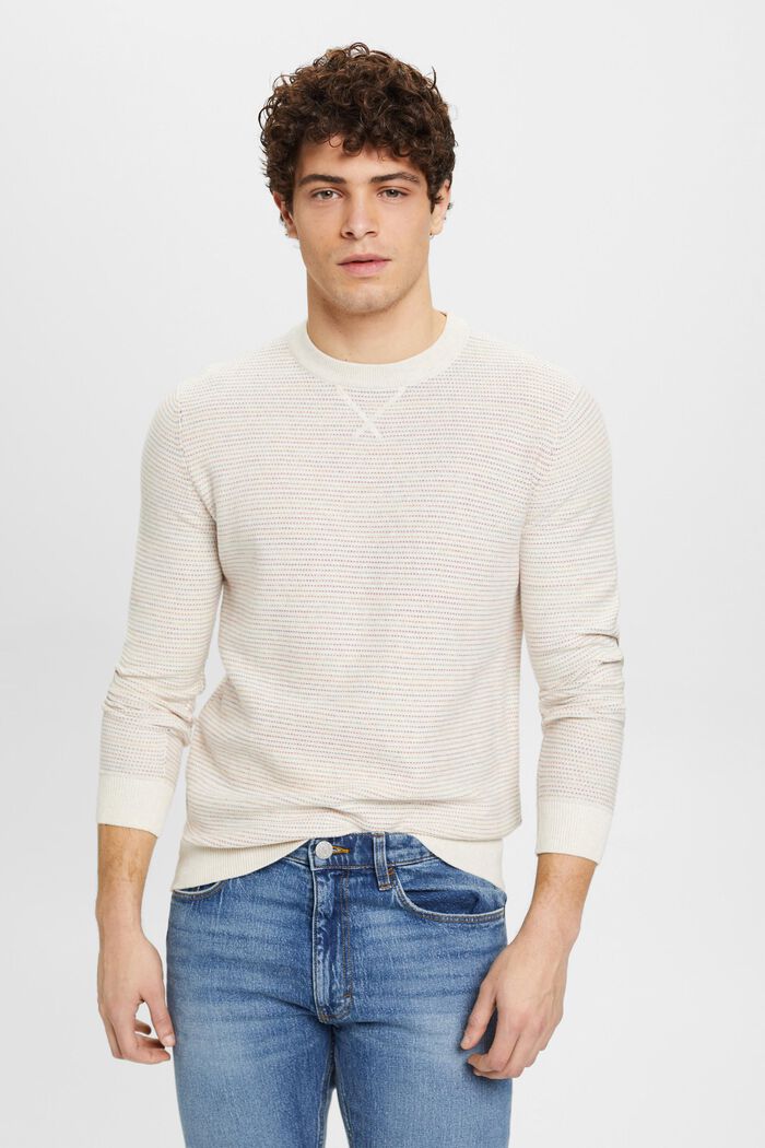 Barevný pruhovaný pulovr z bio bavlny, OFF WHITE, detail image number 0