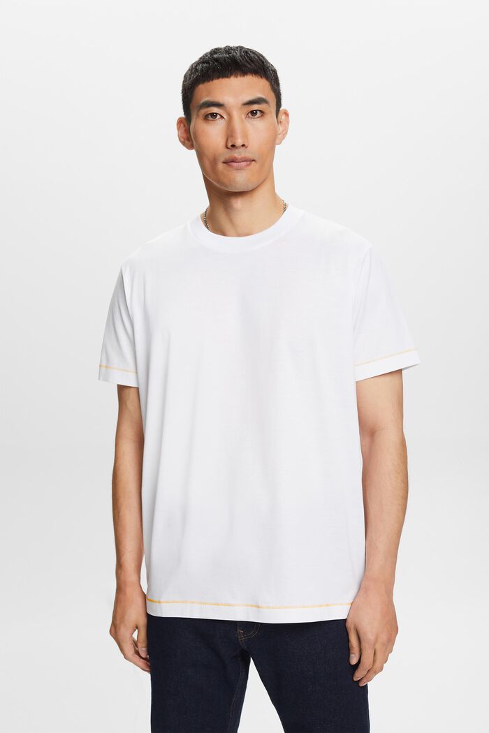 Žerzejové tričko s kulatým výstřihem, 100% bavlna, WHITE, detail image number 0
