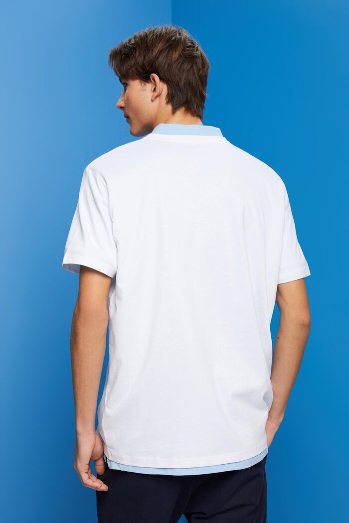 Bavlněné tričko s kontrastním pruhem, WHITE, detail image number 3