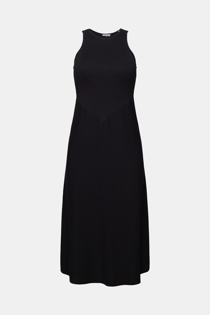 Žebrované midi šaty bez rukávů, BLACK, detail image number 6