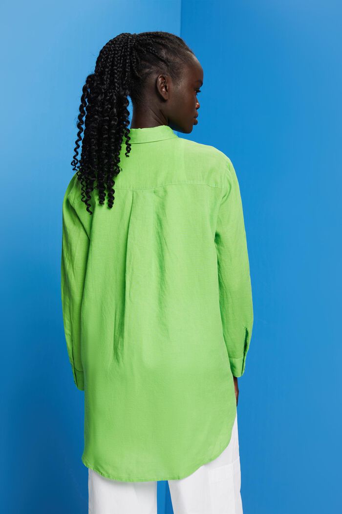 Tričko ze směsi lnu s bavlnou, GREEN, detail image number 3