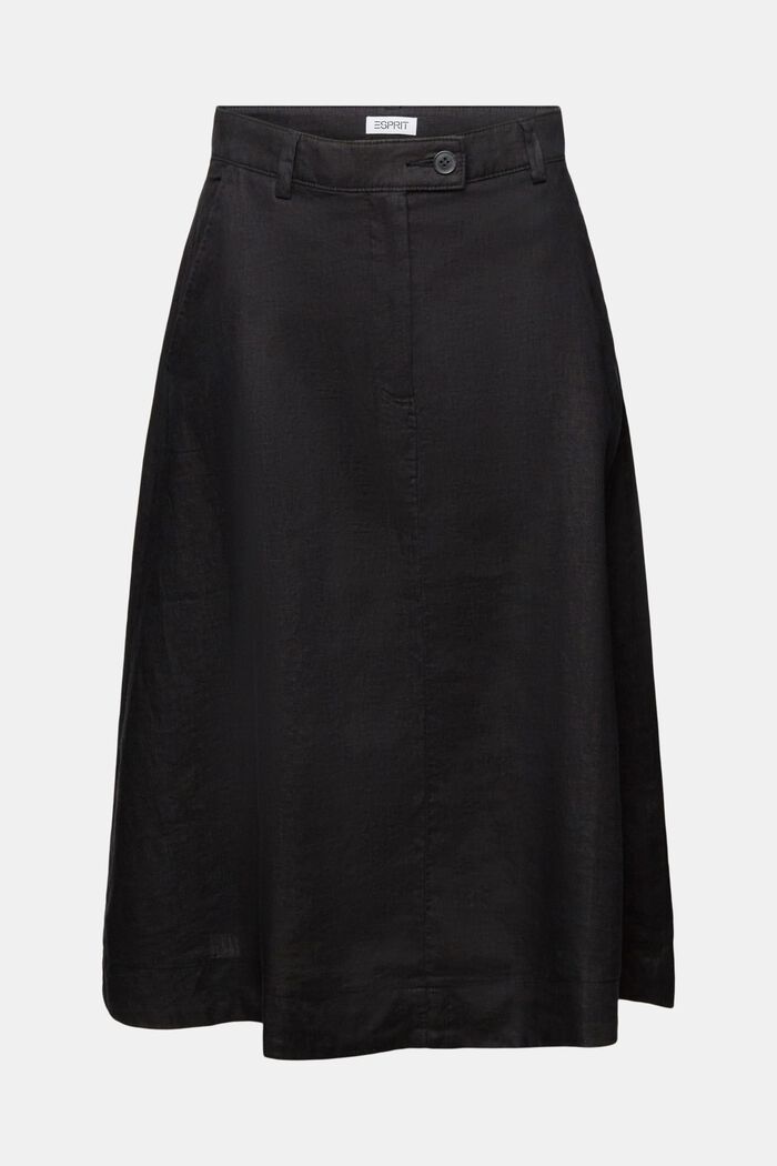 Áčková midi sukně ze lnu, BLACK, detail image number 6