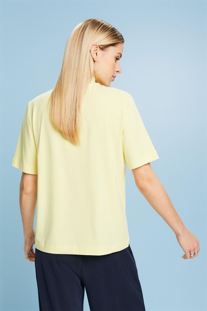 Žerzejové tričko s krátkým rolákovým límcem, LIME YELLOW, detail image number 3