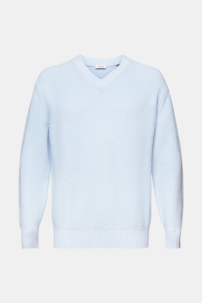 Bavlněný pulovr se špičatým výstřihem, LIGHT BLUE, detail image number 5